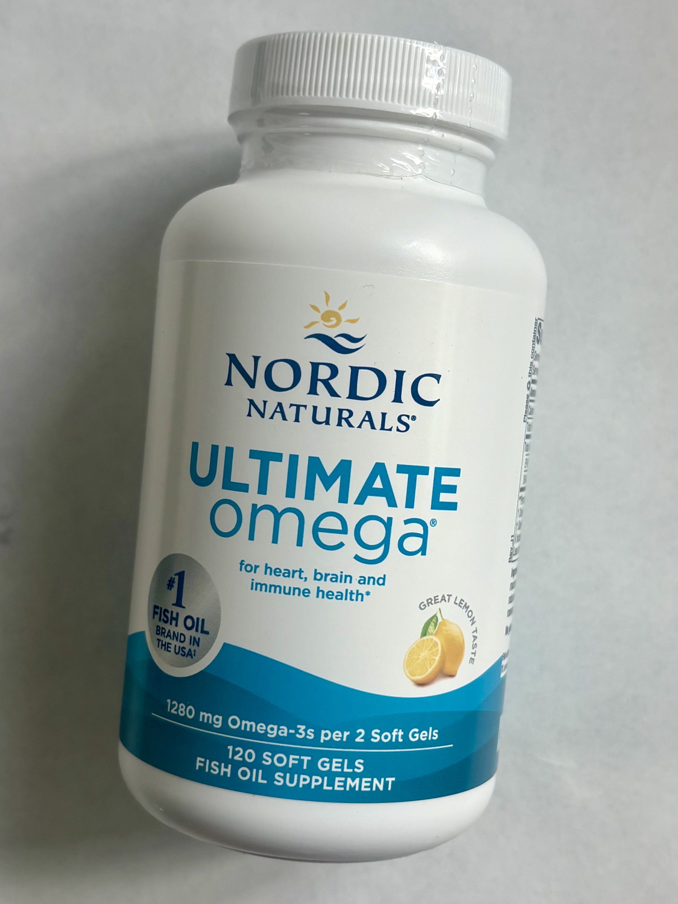 Nordic Naturals Ultimate Omega, Lemon Flavor - 120 Soft Gels - 1280 mg Omega-3 - High-Potency Fish Oil Supplement with EPA & DHA - Promotes Brain & Heart Health - Non-GMO - 60 Servings