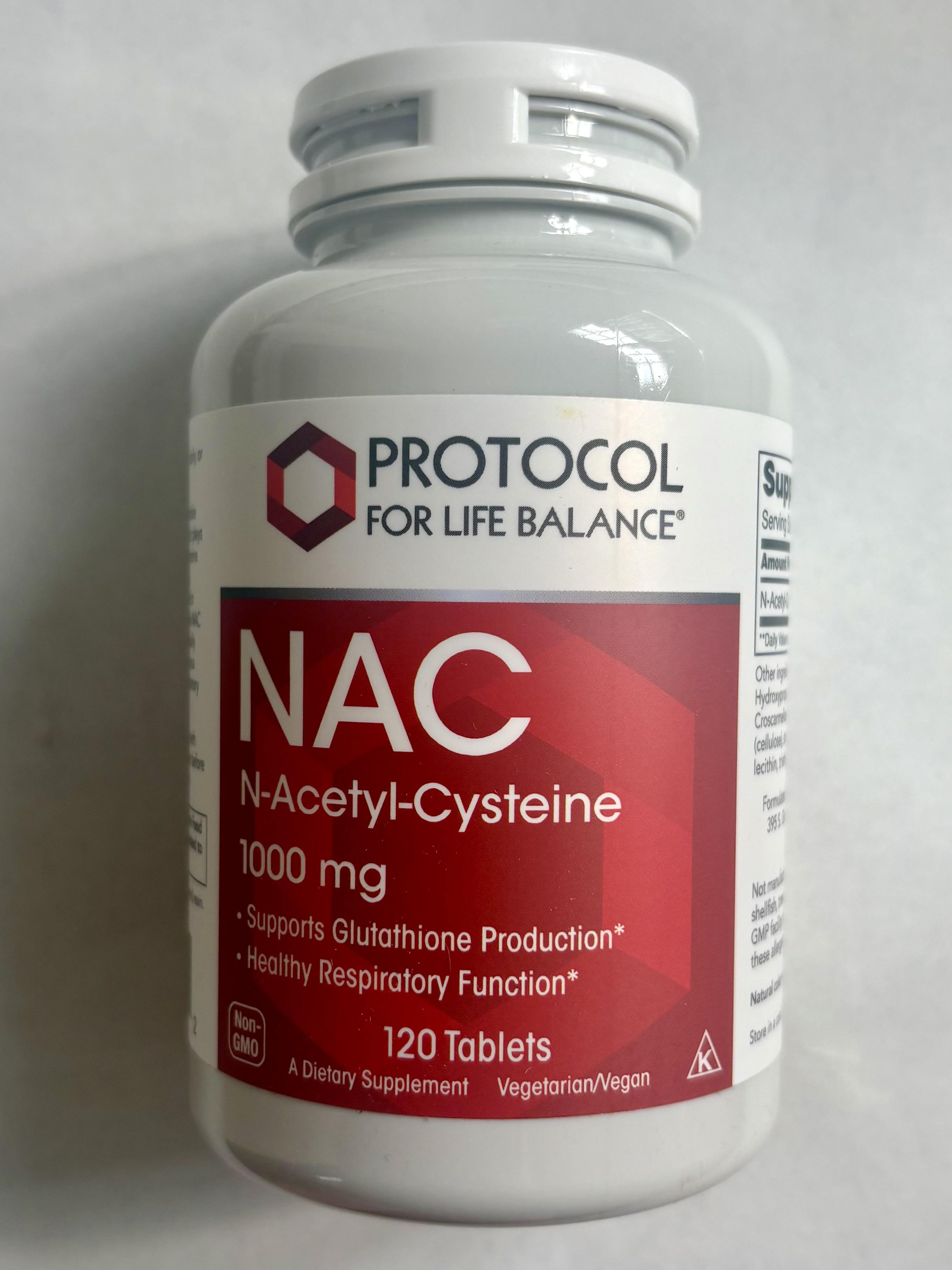 PROTOCOL FOR LIFE BALANCE NAC N-Acetyl Cysteine 1000mg - Glutathione Production & Respiratory Function - 120 Tabs