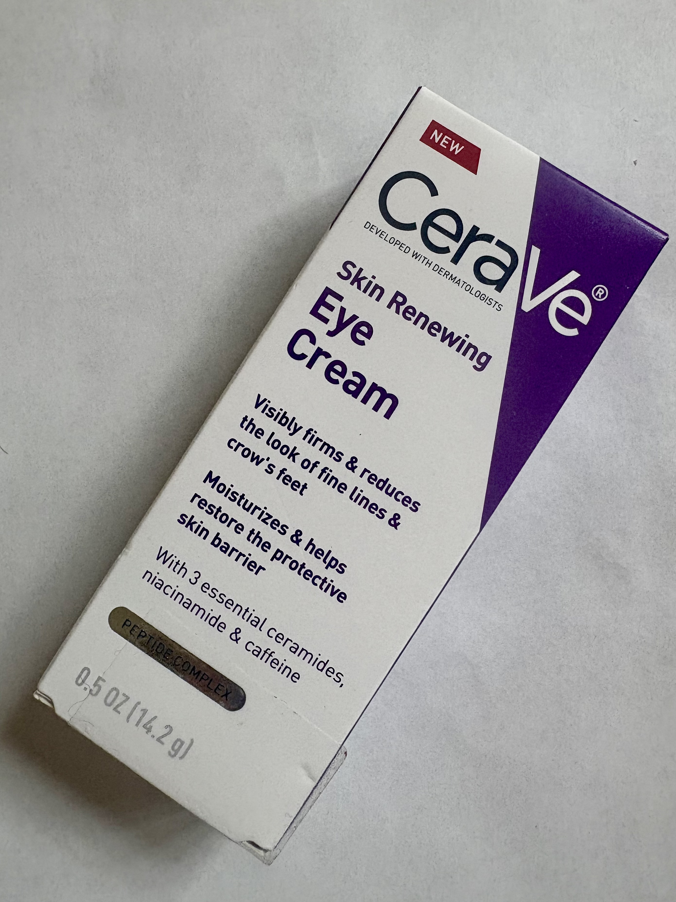 CeraVe Skin Renewing Eye Cream For Wrinkles, Under Eye Cream With Peptides + Caffeine + Niacinamide, For Wrinkles & Crows Feet, Paraben Free & Opthalmologist Tested