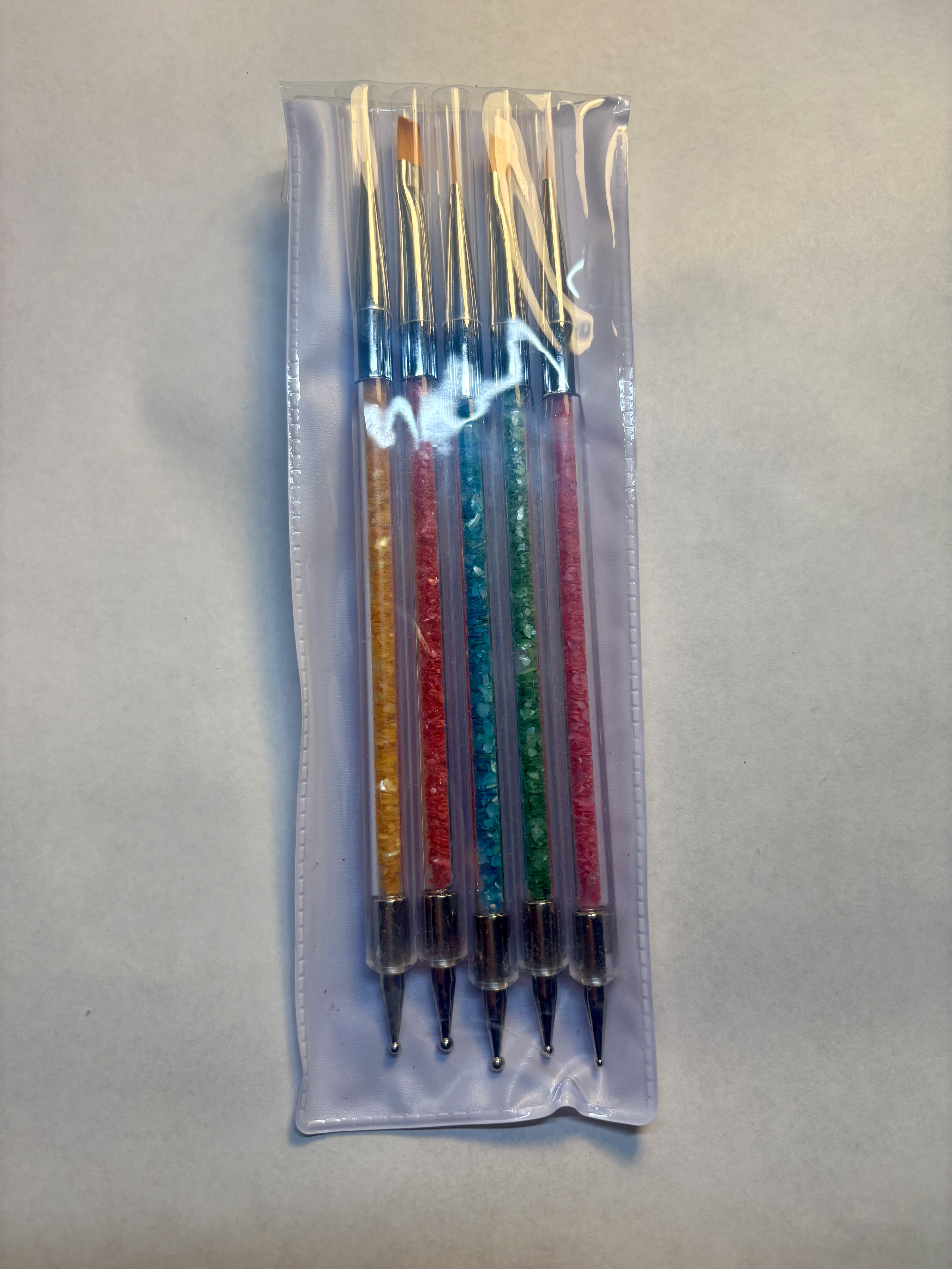 Resin Nail Art Palette with 5 Pcs Nail Art Painting Drawing Brushes, Nail Polish Mixing Palette Double-Ended Dotting Pen Nail Art Liner Brush Nail Drawing Brushes for Nail Art Design